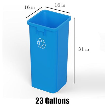 23 Gallon Blue Square Commercial Trash Garbage Can | Outdoor Office Restaurant School Kitchen - color: Blue, size: 23 Gallon, style: Trash Can