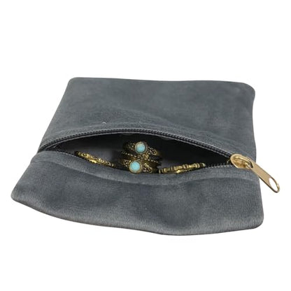 8pcs Small Velvet Jewelry Pouches with Zipper Gift Bags for Bracelet Necklace,Ring,Earrings,Earphone,Wedding Favors, Party Favors,Travel,3.94" X 3.94" (Grey) - color: Grey