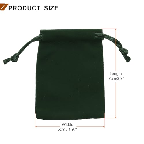 HARFINGTON 20pcs Velvet Gift Bags 2" x 2.8" Drawstring Jewelry Pouches Reusable Gift Packaging Storage Bags with Drawstring for Jewelry Bracelet Headphone Bead Gift Candy, Dark Green - color: Dark Green