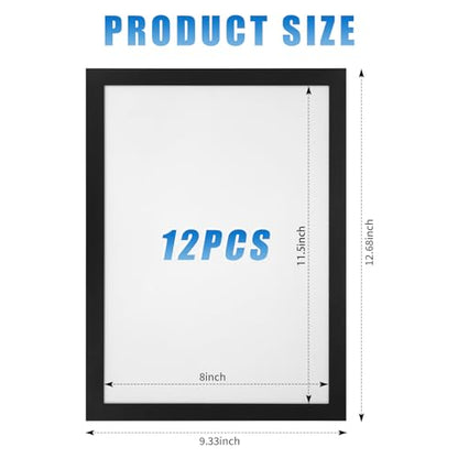 12 Pack Magnetic Sign Holder 8 x 11.5 inches with Magnetic Border - color: 12 Pack Black, size: 8 x 11.5