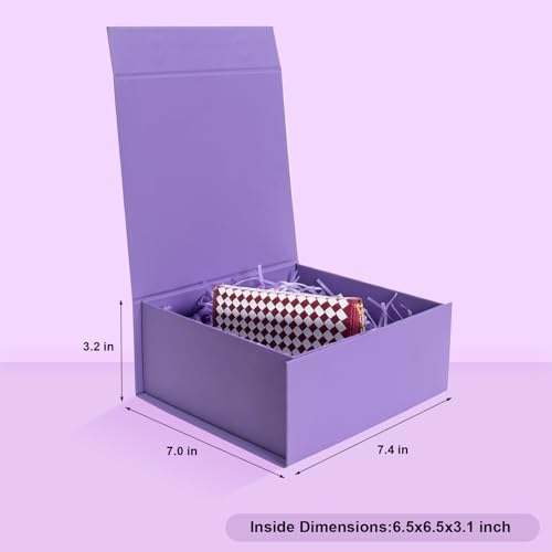 Purple Gift Boxes with Lids Pack of 1, 6x6x3 In Small Gift Box with Ribbon - color: Purple-1P