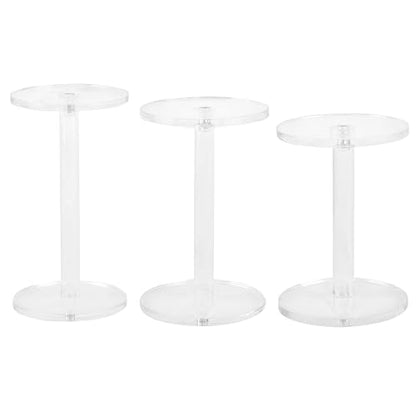 3 Pack 4 " Dia Acrylic Display Riser Jewelry Watches Round Pedestal Flower- Stand Small Figure Holder for Kitchen, Dining Room, Living Room Furniture