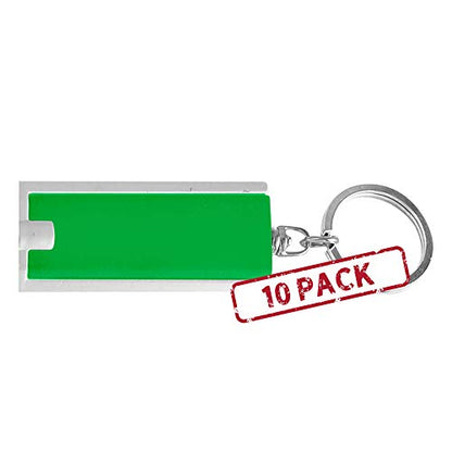 DISCOUNT PROMOS 10 Flashlight Keychains Pack - Rectangle, Plastic - Green - color: Green, size: 10 keychains