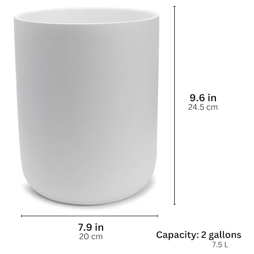 YEW DESIGN Matte White Round 2 Gallon Trash Can for Home and Bathroom - color: White Round
