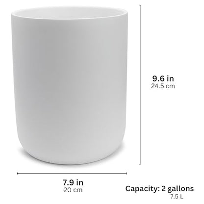 YEW DESIGN Matte White Round 2 Gallon Trash Can for Home and Bathroom - color: White Round
