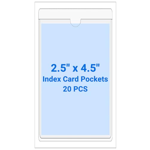 20 PCS Clear Self Adhesive Plastic Label Pockets, Top Loading Business & Library Index Card Holders, Peel and Stick Sleeves for Storage Bins, Totes, Binders and Drawers (2.5 x 4.5 Inch) - size: 2.5" x 4.5", style: Vertical