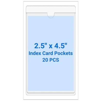 20 PCS Clear Self Adhesive Plastic Label Pockets, Top Loading Business & Library Index Card Holders, Peel and Stick Sleeves for Storage Bins, Totes, Binders and Drawers (2.5 x 4.5 Inch) - size: 2.5" x 4.5", style: Vertical