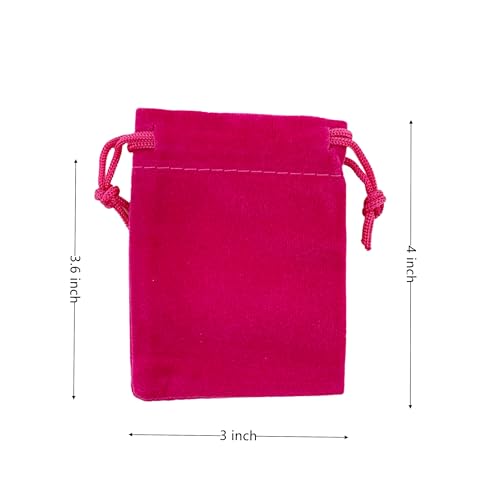 Palmhomee Pack of 48 3x4 Inch Velvet Drawstring Bags Gift Bag Velvet Pouch For Jewelry Wedding and Party Favor (Fuchsia) - color: Fuchsia