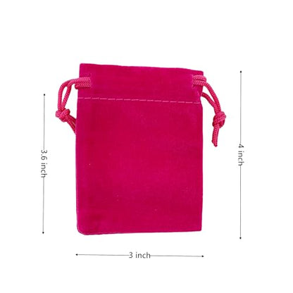 Palmhomee Pack of 48 3x4 Inch Velvet Drawstring Bags Gift Bag Velvet Pouch For Jewelry Wedding and Party Favor (Fuchsia) - color: Fuchsia