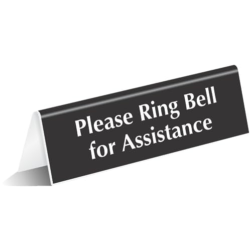 SmartSign 2" x 6" V-Shaped Acrylic Table Top Desk Counter Sign, Double-Sided, Formal/Professional Style, Made in USA - color: Please Ring Bell for Assistance Sign