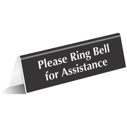 SmartSign 2" x 6" V-Shaped Acrylic Table Top Desk Counter Sign, Double-Sided, Formal/Professional Style, Made in USA - color: Please Ring Bell for Assistance Sign