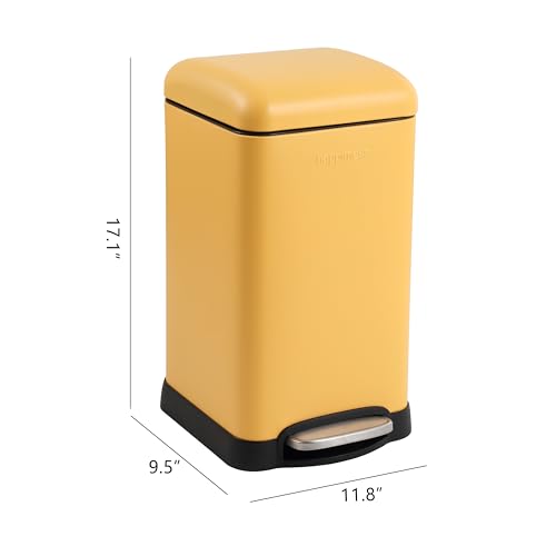 happimess Betty Retro Mini 3.2 Gal Step Trash Can, Daffodil Yellow - color: Daffodil Yellow