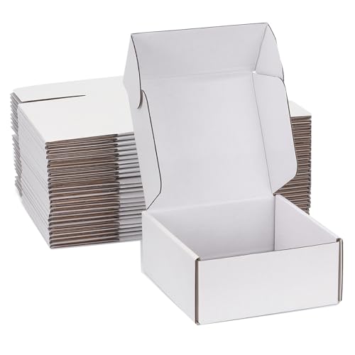 8x8x3 inch White Shipping Boxes for Small Business- Set of 25 - color: White, size: 8x8x3 Inch