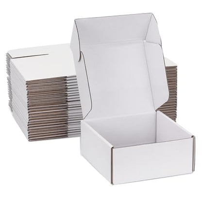 8x8x3 inch White Shipping Boxes for Small Business- Set of 25 - color: White, size: 8x8x3 Inch