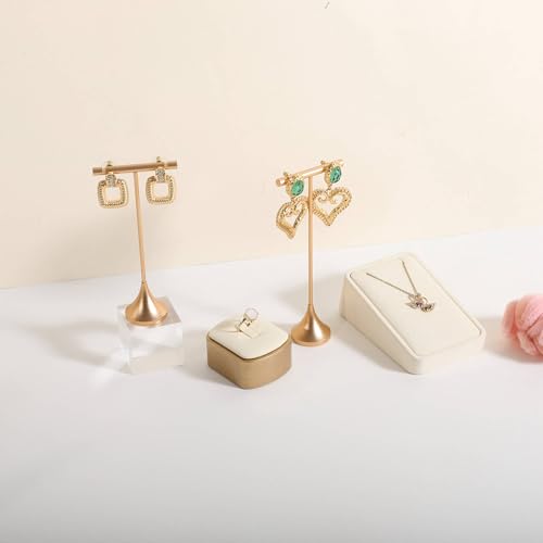 Single Gold Earring T bar Stand, Metal earring display holder for show, Small jewelry studs hanger for Online store Photo Shoot【Gold-Cone Base Height 5"】 - size: Low