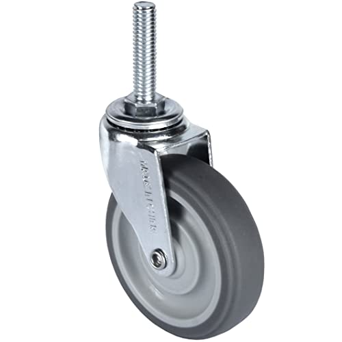 Finnhomy Caster Wheels 3 Inch Set of 4 Heavy Duty Threaded Stem Casters 3/8"-16 x 1-1/2" Swivel Rubber Industrial Castors Premium Wheels for Wire Shelving/Furniture/Carts Load Bearing 720 Lbs Gray - size: 3/8" -16 x 1-1/2" (No Brake)