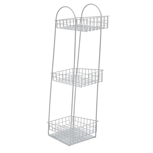 HUBERT Silver Wire 3-Tier Basket Stand - 6" L x 7 3/4" W x 24 1/4" H