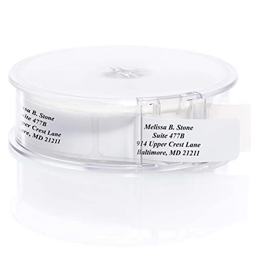 White Personalized Return Address Labels with Elegant Dispenser - Roll of 250 Custom Stickers - color: White, size: 250 Labels