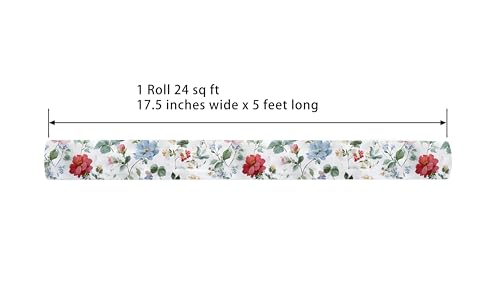 Cuitpan Reversible Floral Wrapping Paper Roll – Red & Pink Wildflowers, Light Green on Back Side, Gift Wrap for Wedding, Bridal Shower, Anniversary, Mother's Day, Birthday, 17 Inches x 16.5 Feet - color: Red/Pink -Wildflower