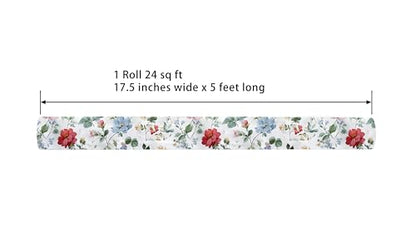 Cuitpan Reversible Floral Wrapping Paper Roll – Red & Pink Wildflowers, Light Green on Back Side, Gift Wrap for Wedding, Bridal Shower, Anniversary, Mother's Day, Birthday, 17 Inches x 16.5 Feet - color: Red/Pink -Wildflower