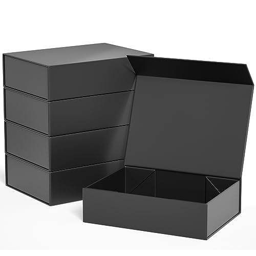 Black Gift Boxes 11.9" x 8.5" x 3.3",Magnetic Closure Gift Box for Presents - color: Black/5PCS