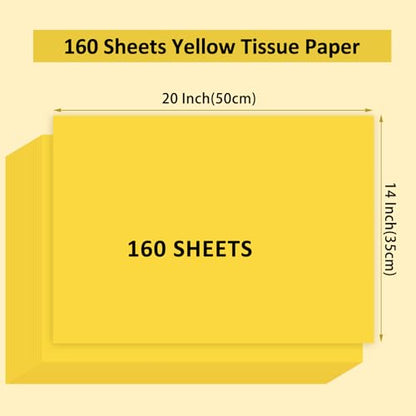 woric 160 Sheets Yellow Tissue Paper for Gift Bags 20 X 14 Inches - color: Yellow