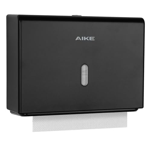 AIKE 200-Sheet Multifold Paper Towel Dispenser,No-Drill Wall Mount,Black - color: Black