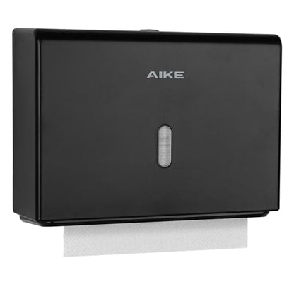 AIKE 200-Sheet Multifold Paper Towel Dispenser,No-Drill Wall Mount,Black - color: Black