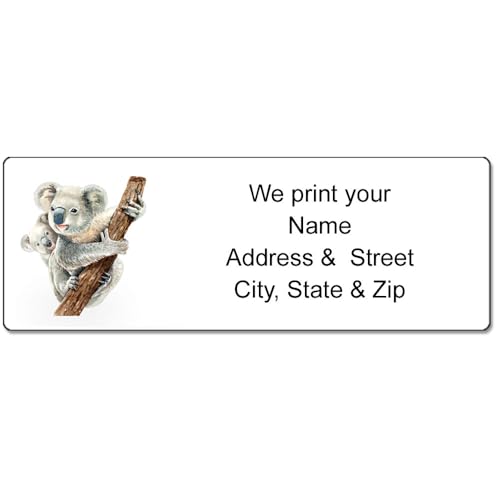 Stonehouse Collection Cute Koala Bear Return Address Labels, Self-Adhesive Animal Mailing Stickers on White Background – 90 Pack | 2.75" x 1" (Koala) - color: Koala