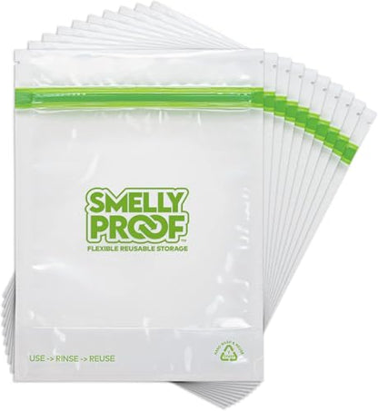Smelly Proof 10 x Expandable Stand & Fill REUSABLE Storage Bags for Food Designed & Mfg in US, BPA FREE, NO PEVA, Reusable Sandwich Bags, Dishwasher-Safe, Clear 3 mils STAND UP 6.5" x 7.5" - 10pk - size: 10pk, Med 6.5x7.5" - Sandwich
