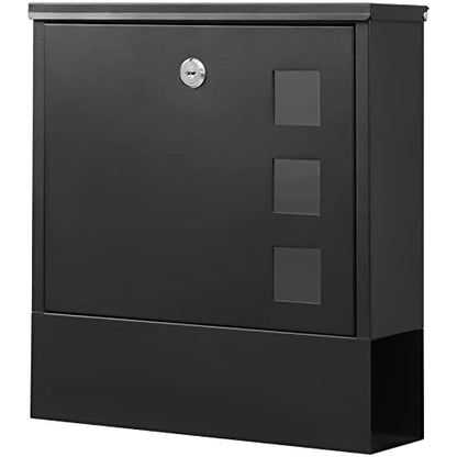 KYODOLED Locking Wall Mount Mailbox for Outside, Key Lock, Black - color: Black-03