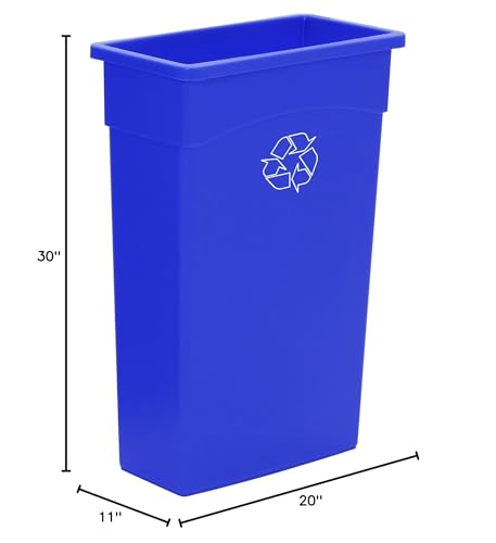 Continental 8322-1 23-Gallon Wall Hugger LLDPE Recycling Receptacle, Rectangular, Blue - color: Blue