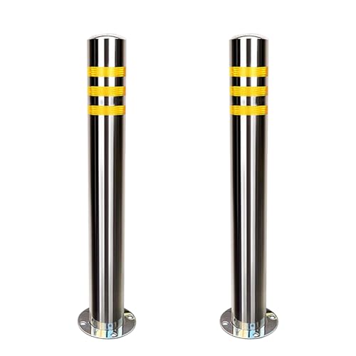 32" Safety Bollard 2 Pack Stainless Steel with Reflective Tape, 8 Anchors - size: Without Chain