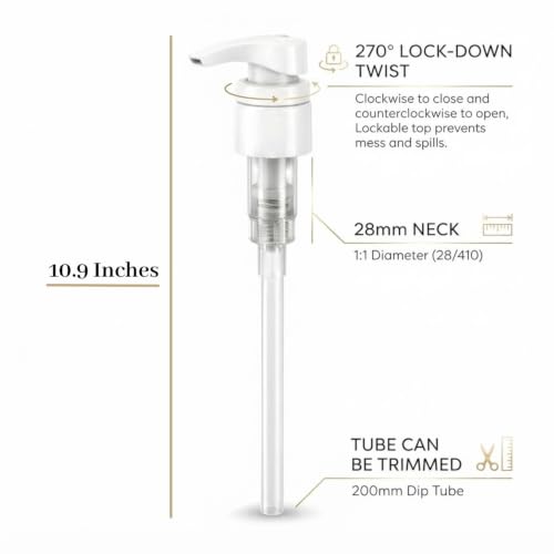 Vigor Path Dispenser Pump for Plastic Bottles, 28/410 Neck Finish - color: White - Pack of 2