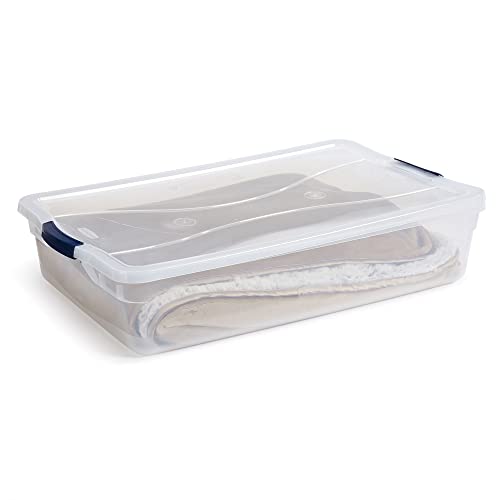 Rubbermaid Cleverstore 42 Quart Stackable Plastic Storage Container Organizer Bin with Latching Lids for Garage, Closet, and Classroom, Clear, 4 Pack - size: 42 Qt - 4 Pack