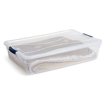 Rubbermaid Cleverstore 42 Quart Stackable Plastic Storage Container Organizer Bin with Latching Lids for Garage, Closet, and Classroom, Clear, 4 Pack - size: 42 Qt - 4 Pack
