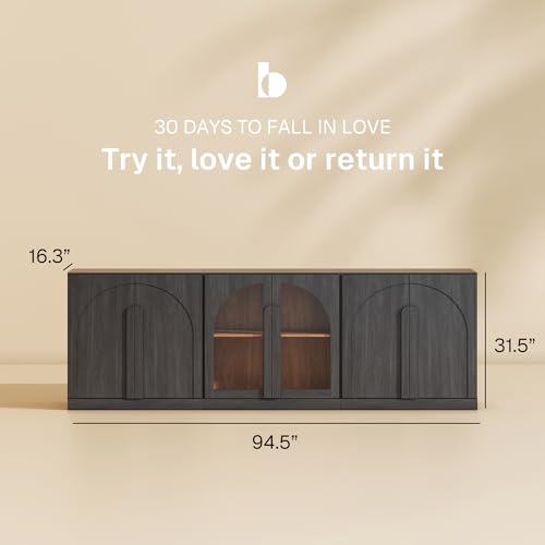 BELLEZE Bijou 3-Piece Modular Sideboard Buffet Cabinet - Ebony - color: Bijou Ebony Abb