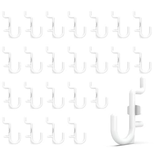 HUHOLE 100PC White Plastic Pegboard J Hooks for 1/4" Board - color: White