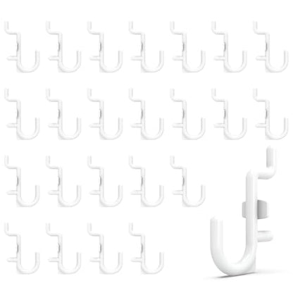 HUHOLE 100PC White Plastic Pegboard J Hooks for 1/4" Board - color: White