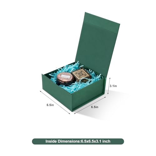 Green Gift Boxes with Lids Pack of 1, 6x6x3 Inch Small Gift Box with Ribbon - color: Green-1P