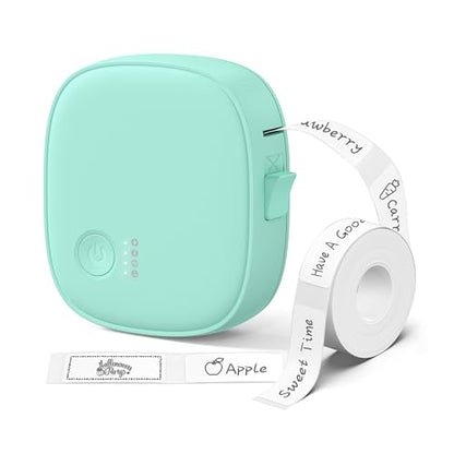 Mini Label Maker Machine with Tape AH-P05, Portable Bluetooth Mini Label Printer, Wireless Thermal Label Maker, Waterproof & Rechargeable, Built-in Cutter, for Home, Office, Kitchen – Green