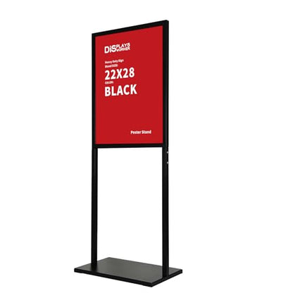 DISPLAYSWORKER Sign holder floor stand, heavy Duty Pedestal poster banner stand for display,22×28 inch slide-in double sided poster sign holder floor standing for board Display (Black, 22×28) - size: 22×28