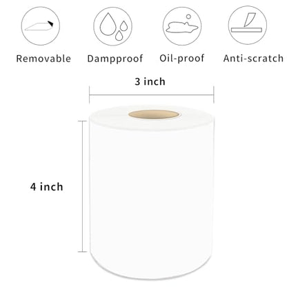 4×6 Inch White Removable Thermal Labels,Waterproof Thermal Label Stickers,200 Sheets per Roll with Perforated Lines - color: White, size: 4×6 inch