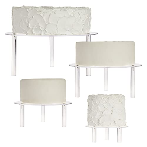 Juvale 4-Piece Round Acrylic Cake Stand Set - Versatile Dessert Display - Customizable Multi-Tier Buffet Risers - Easy-Store Stackable Acrylic Cupcake Stand - 6 in, 8 in, 10 in & 12 in, Clear