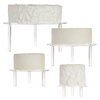 Juvale 4-Piece Round Acrylic Cake Stand Set - Versatile Dessert Display - Customizable Multi-Tier Buffet Risers - Easy-Store Stackable Acrylic Cupcake Stand - 6 in, 8 in, 10 in & 12 in, Clear