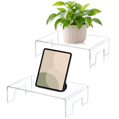 RattanView 2 Pcs 12 x 8 x 3 Inch Large Clear Acrylic Shelf Riser, 5mm Thick - color: Clear, size: 12 x 8 x 3 Inch, 5 mm