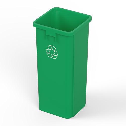 23 Gallon Green Recycle Square Commercial Trash | Garbage Can - Outdoor, Office, Restaurant, Kitchen, School