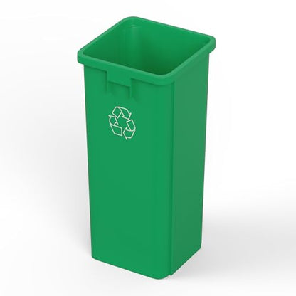 23 Gallon Green Recycle Square Commercial Trash | Garbage Can - Outdoor, Office, Restaurant, Kitchen, School