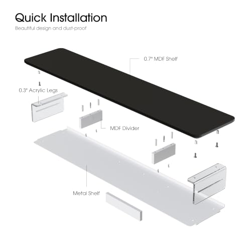 Fenge 42.5" Dual Monitor Stand with Clear Acrylic Legs, Black - color: Black, size: 42.5in