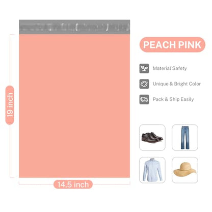 Metronic Poly Mailers 14.5x19 500PC Large Shipping Bags for Small Business - color: Peach Pink, size: 14.5x19 500PC